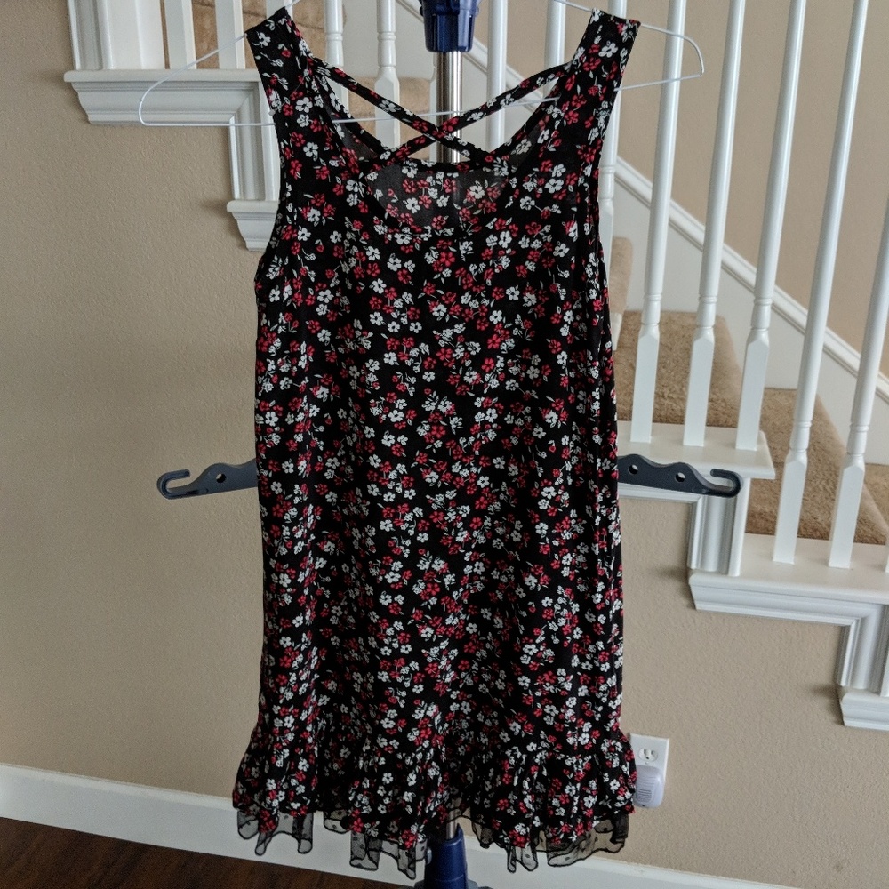 Beautees BLK floral tunic/dress ruffle bottom (12)